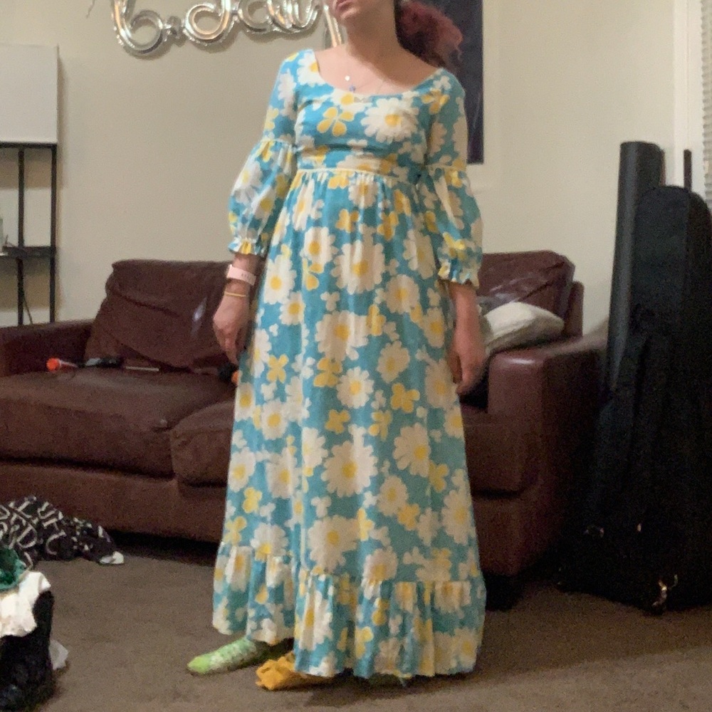 60s vintage Hawaiian maxi dress